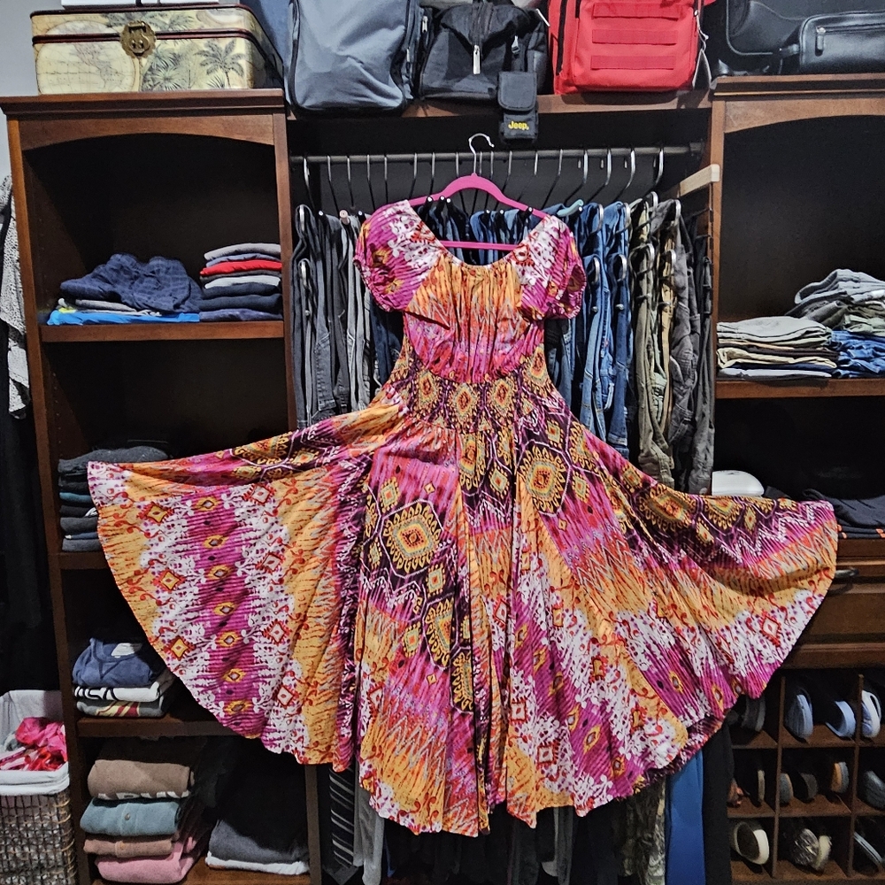 Westbound Baby Doll Full Circle Dress BoHo Ruched Stretch Waist Detailing Size L - Picture 4 of 17